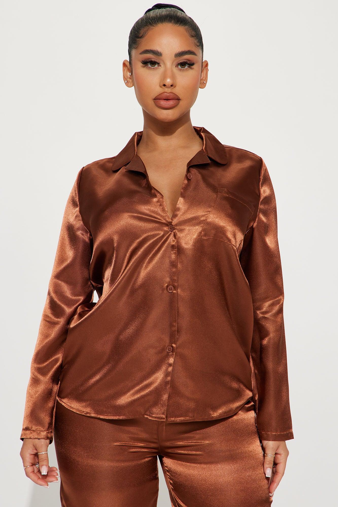 Pillow Fight Satin PJ Pant Set - Copper Product Image