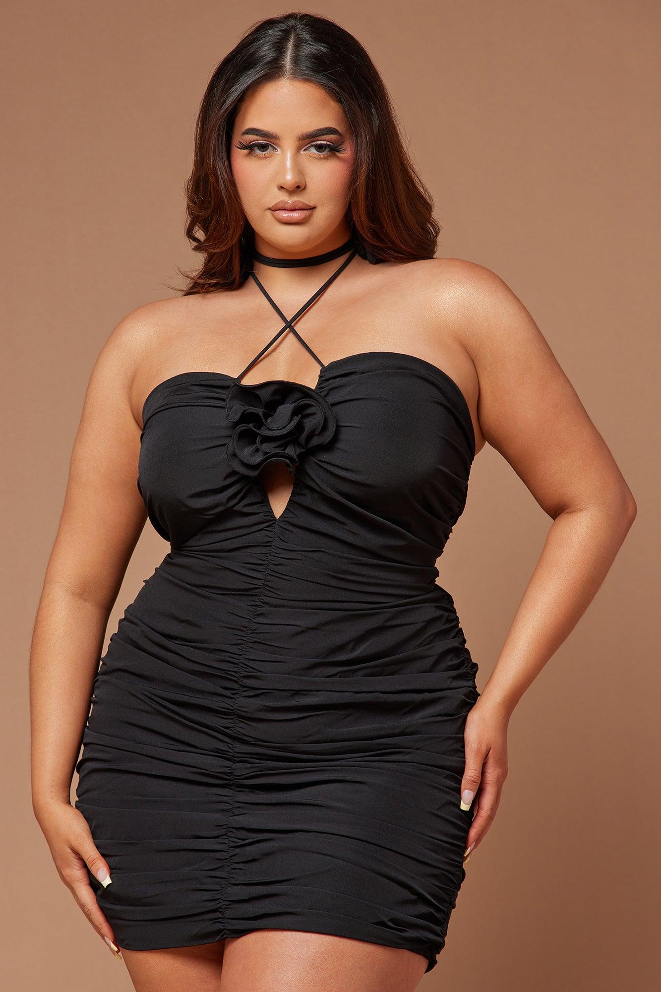 Rayla Rose Ruched Mini Dress - Black Product Image