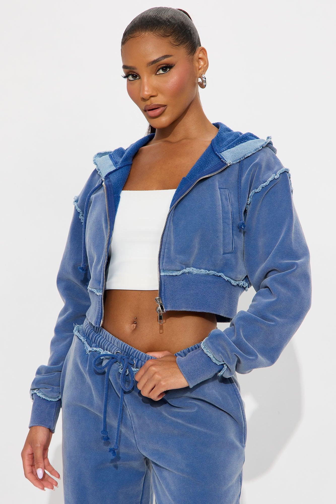 Your Favorite Fleece Low Rise Pant Set - Blue Female Product Image