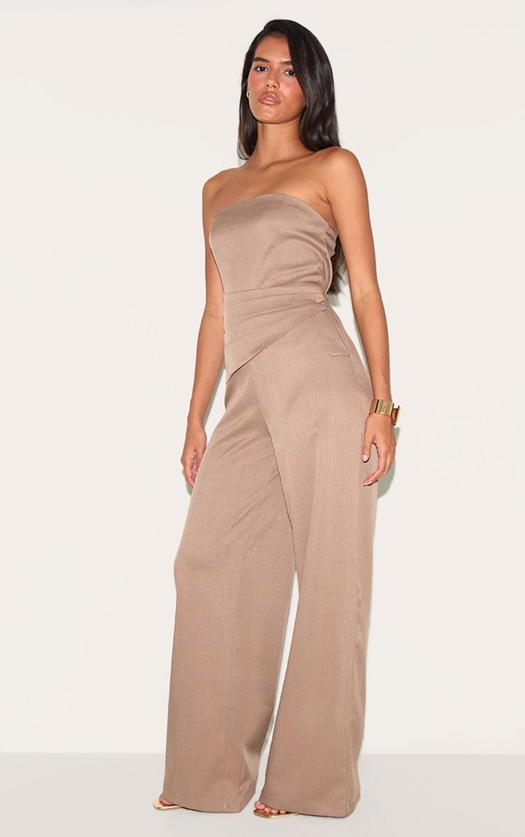 Mushroom Woven Bandeau Tie Detail Jumpsuit Product Image