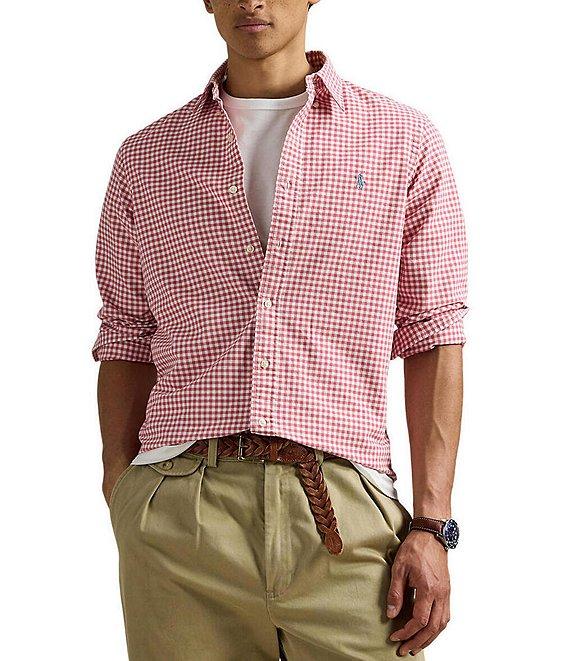 Polo Ralph Lauren Classic Fit Gingham Oxford Long Sleeve Woven Shirt Product Image