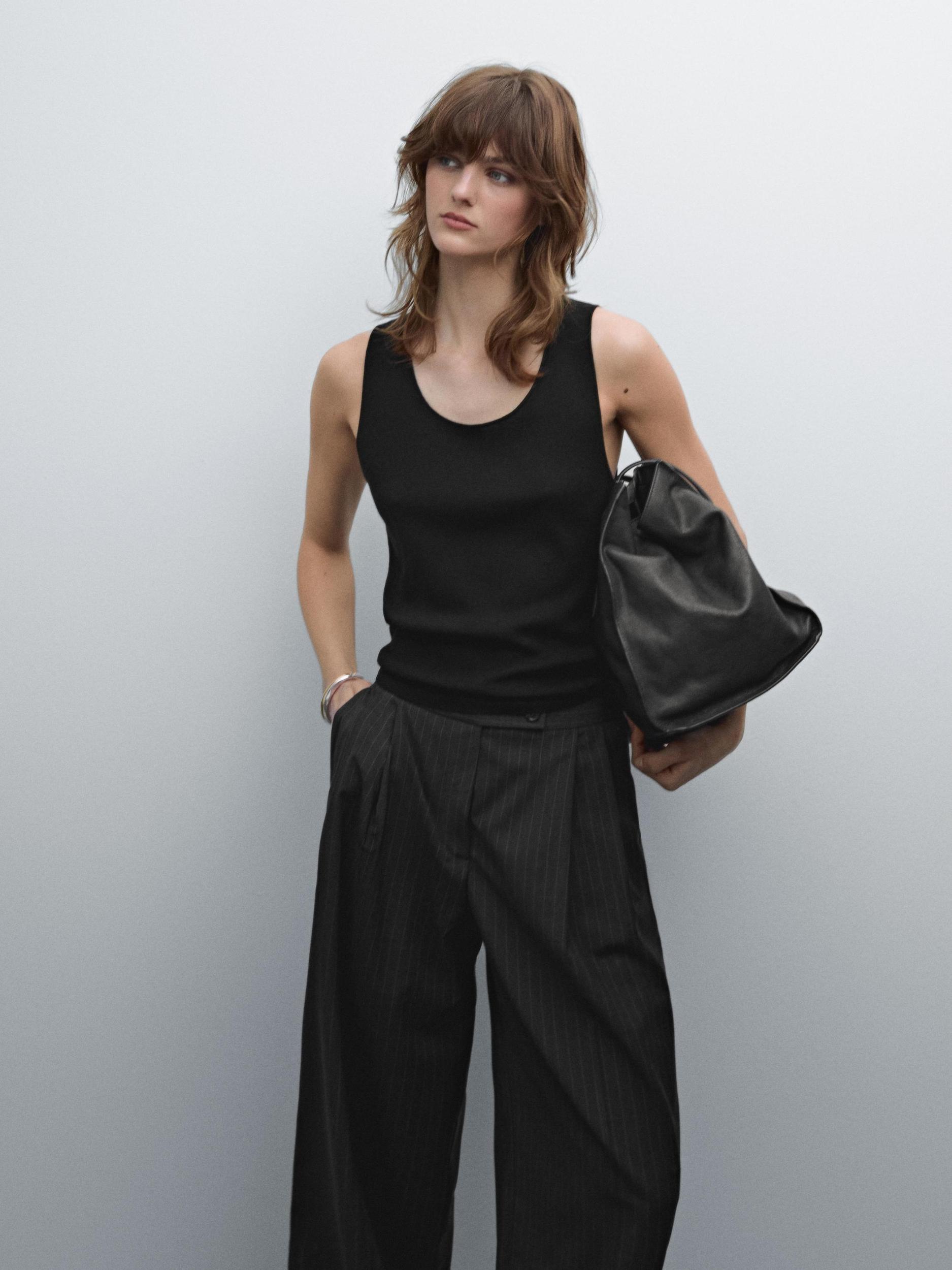 Knit cotton blend top Product Image