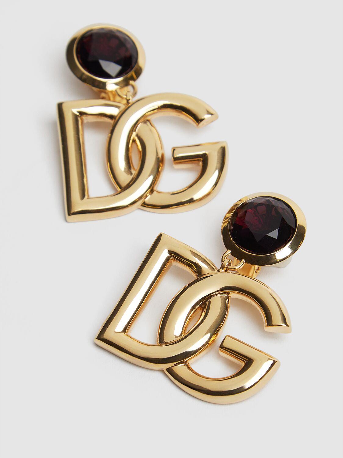 DOLCE & GABBANA Logo-plaque Earrings In Gold Product Image