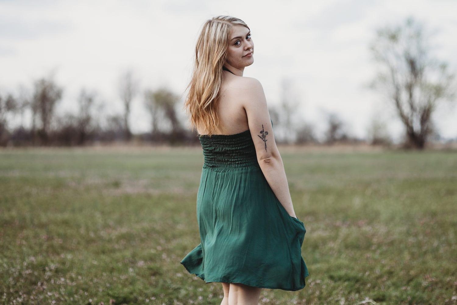 Bedding Dress in Emerald Green Challis Product Image