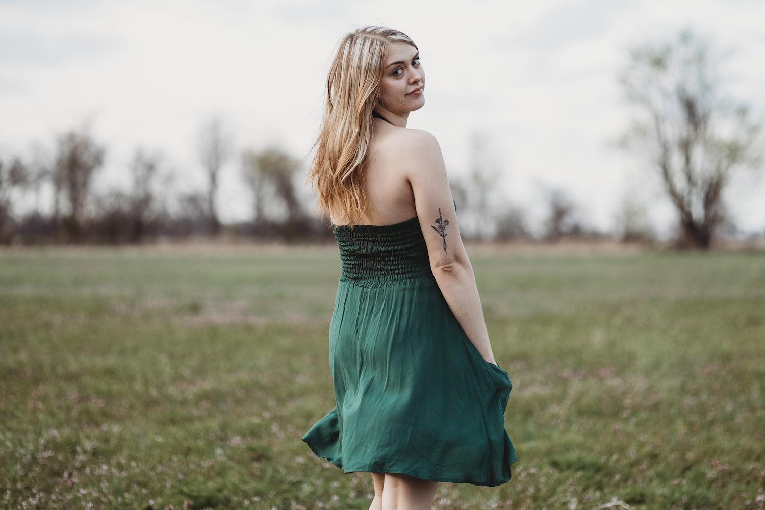 Bedding Dress in Emerald Green Challis Product Image