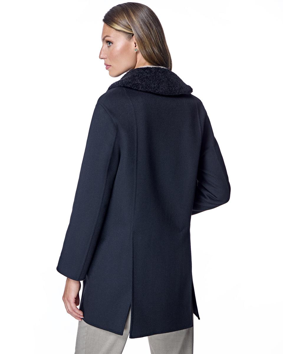 Woolblend Walking Coat with Shearling Trim-Maximilian Product Image