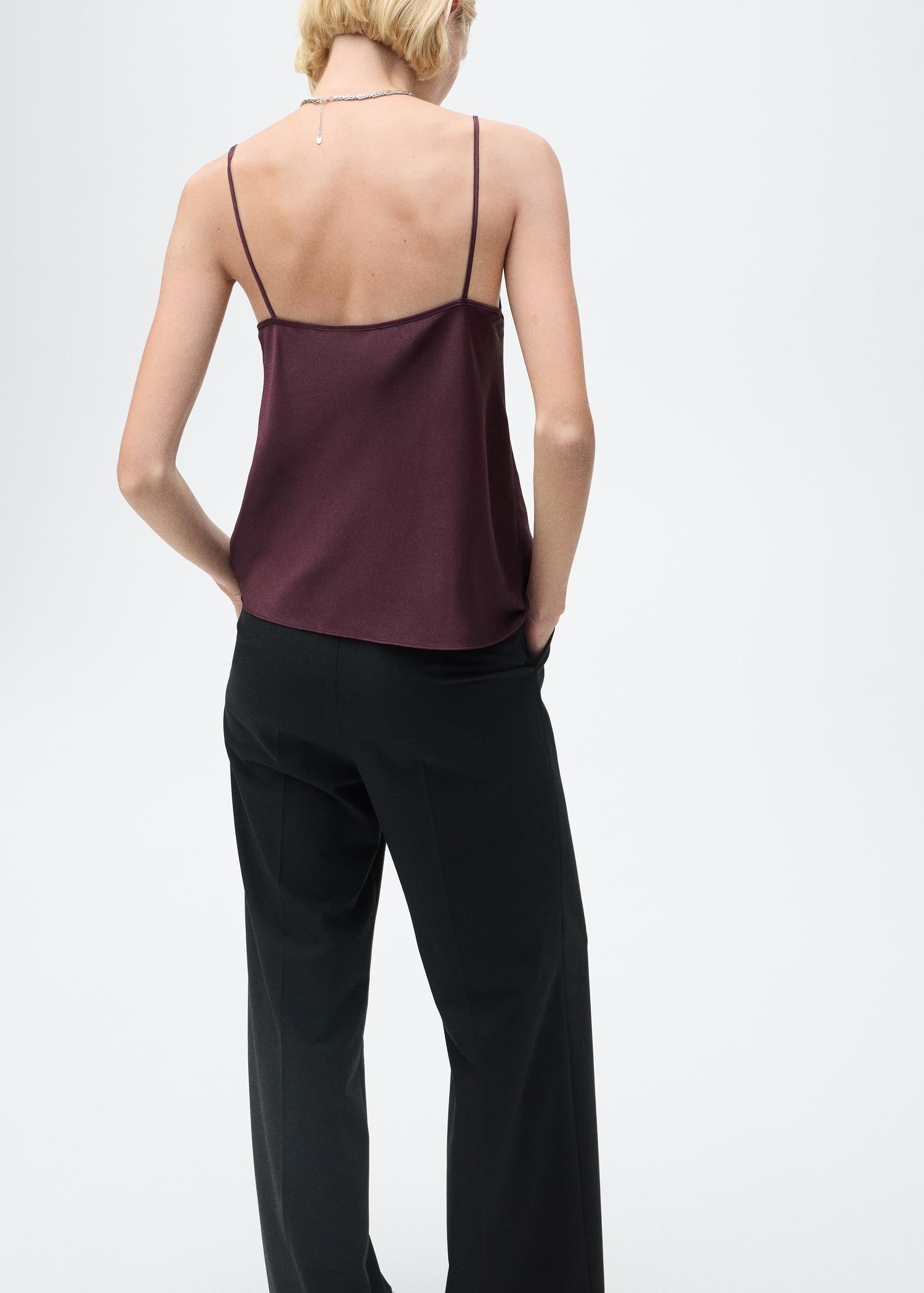 Satin top with thin straps - Women | MANGO USA Product Image