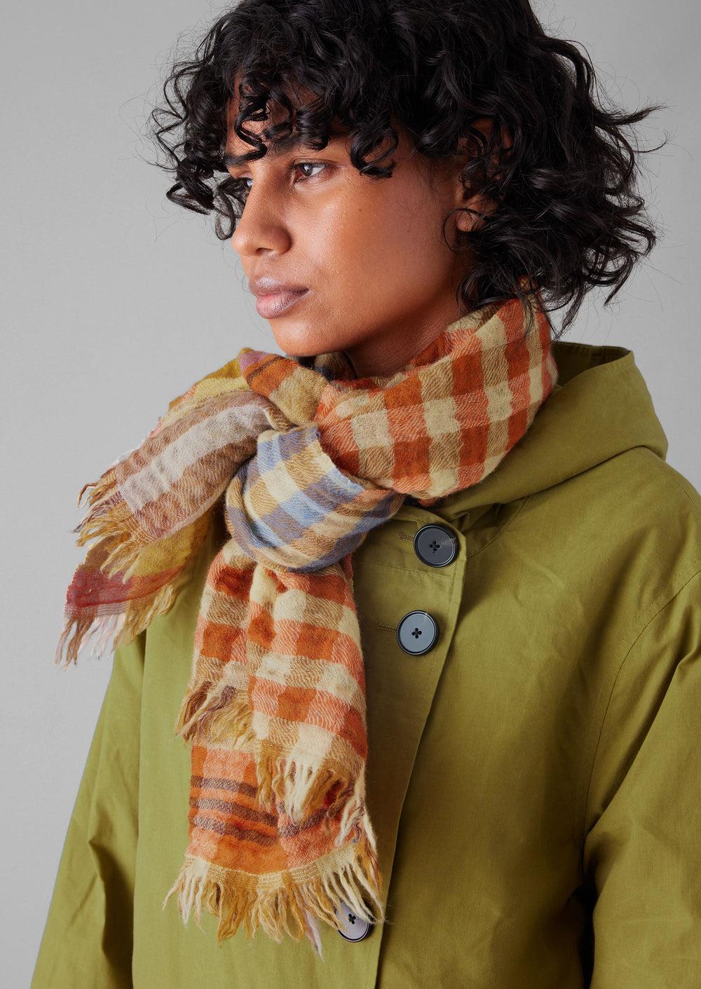 Dual Check Handwoven Knot Scarf | Primrose Yellow/Multi Product Image