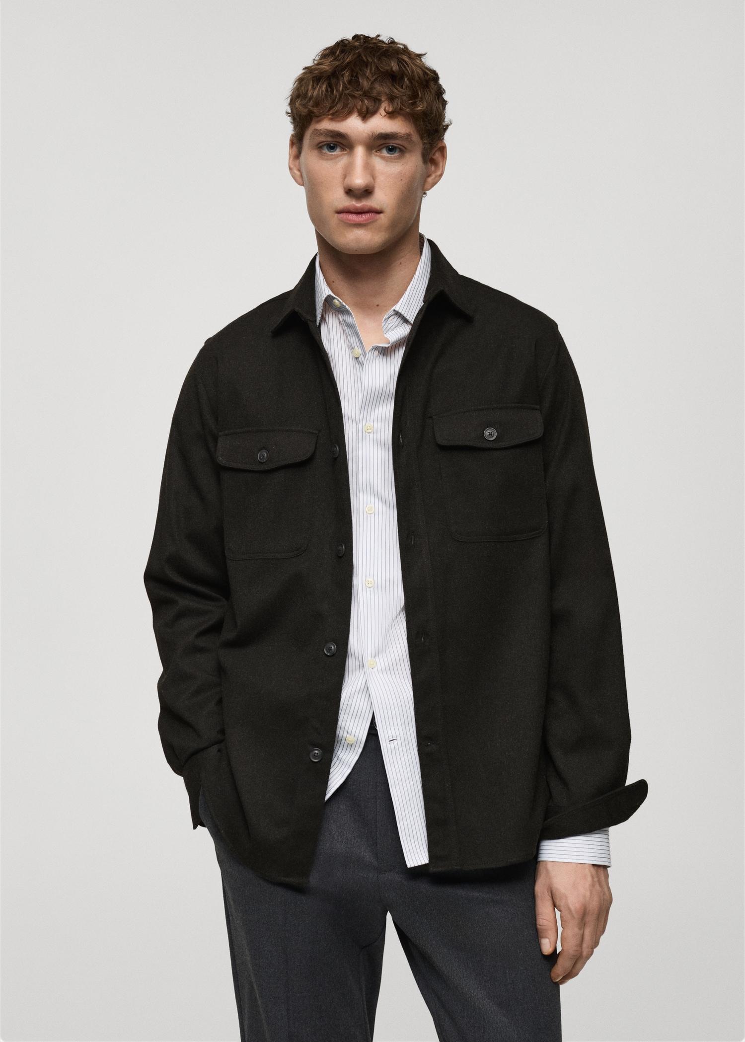 Regular-fit flannel overshirt with pockets - Men | MANGO USA Product Image