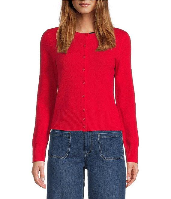 Antonio Melani Lindsay Crew Neckline Long Sleeve Button Front Cashmere Cardigan Product Image