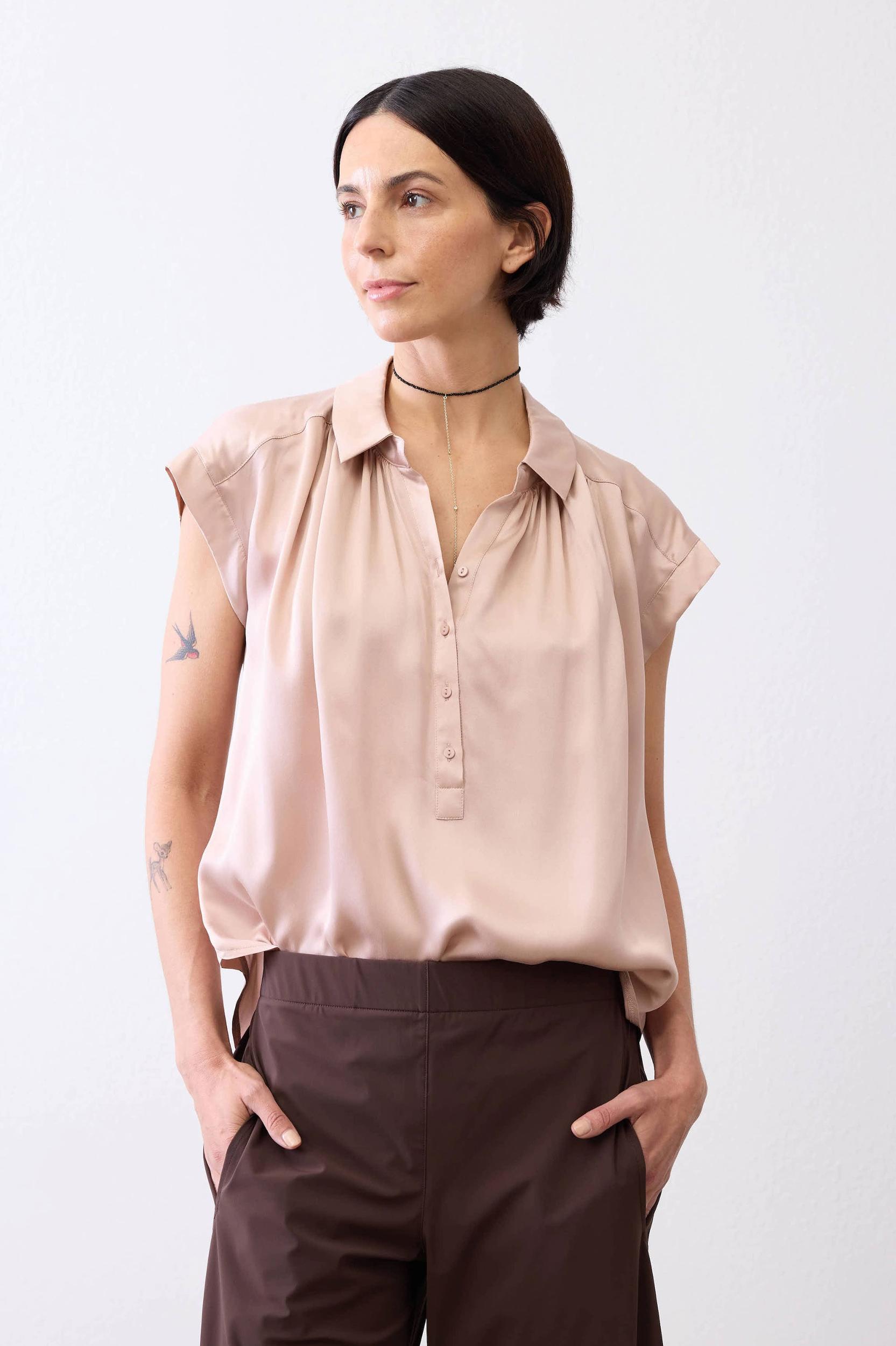 The Nonchalant Oversized Silk Blouse Product Image