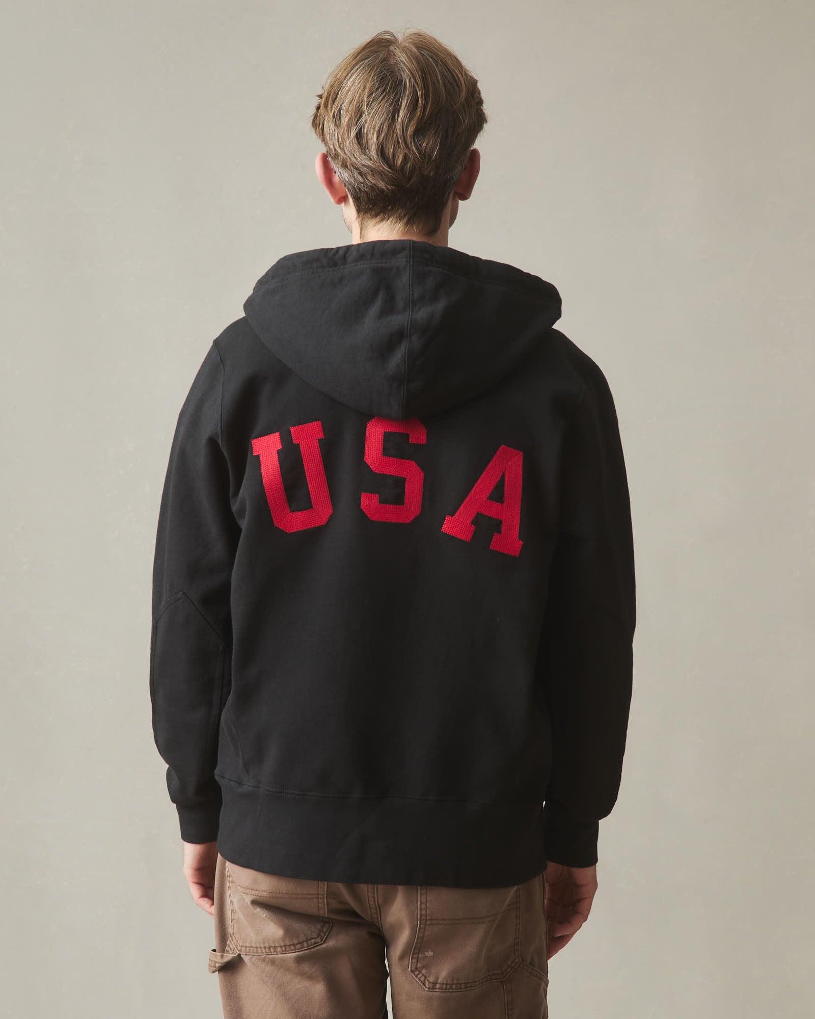 Men's Classic Full Zip USA Embroidery - Black Product Image