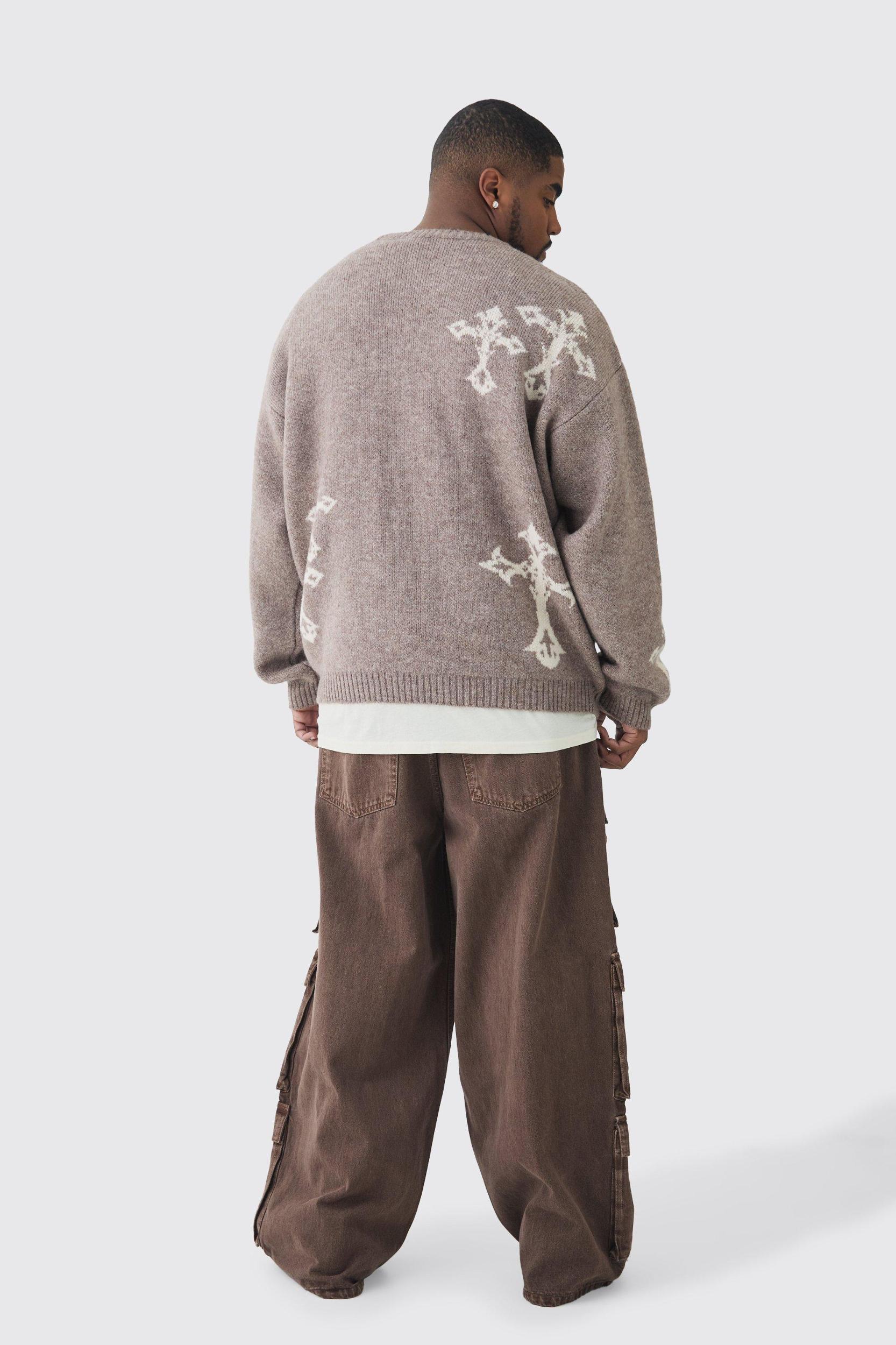 Plus Baggy Fit Washed Multi Pocket Cargo Jeans | boohooMAN USA Product Image