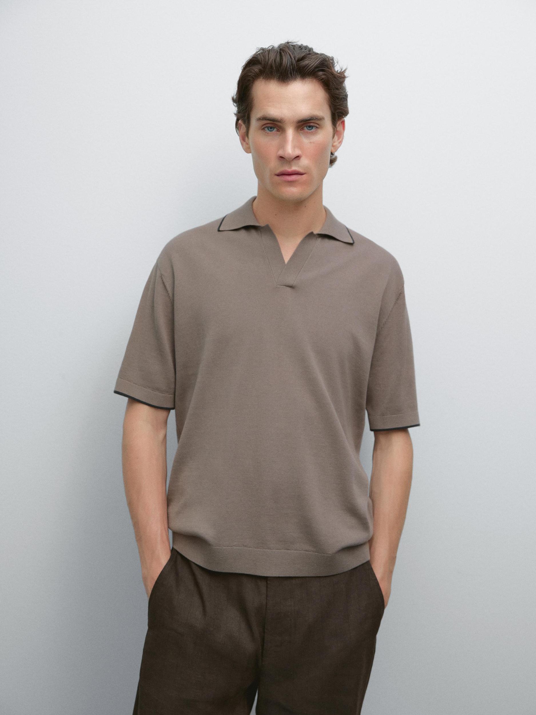 Knit polo shirt with contrast detail Product Image