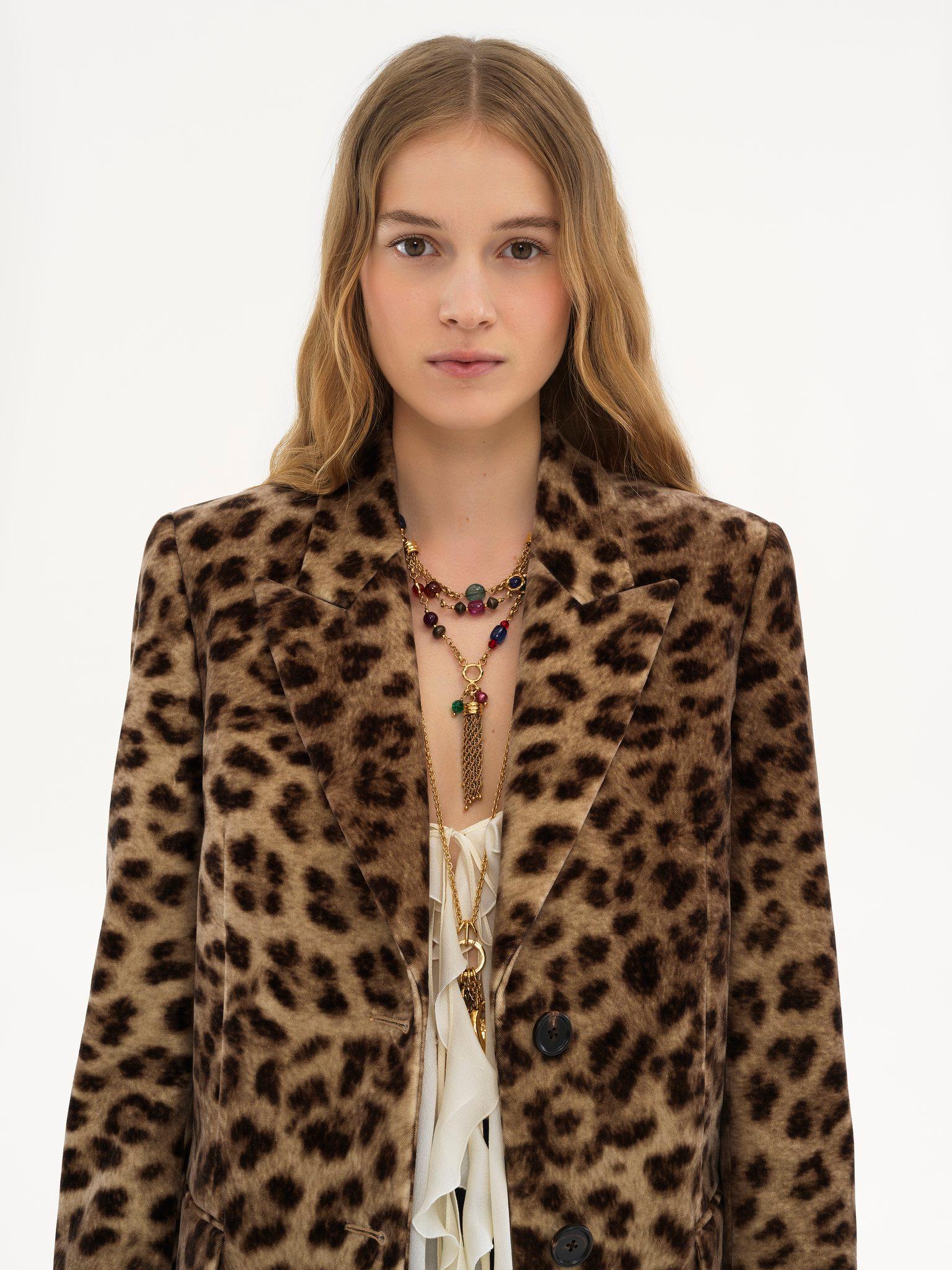 Tailored jacket in leopard-print velvet Product Image