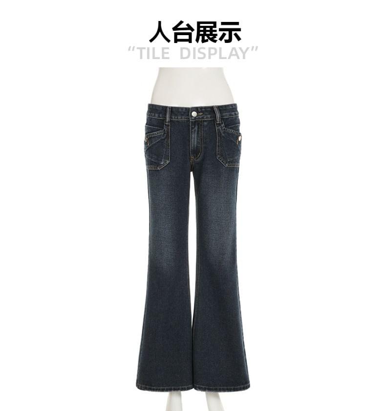 Low Rise Washed Flared Jeans Product Image
