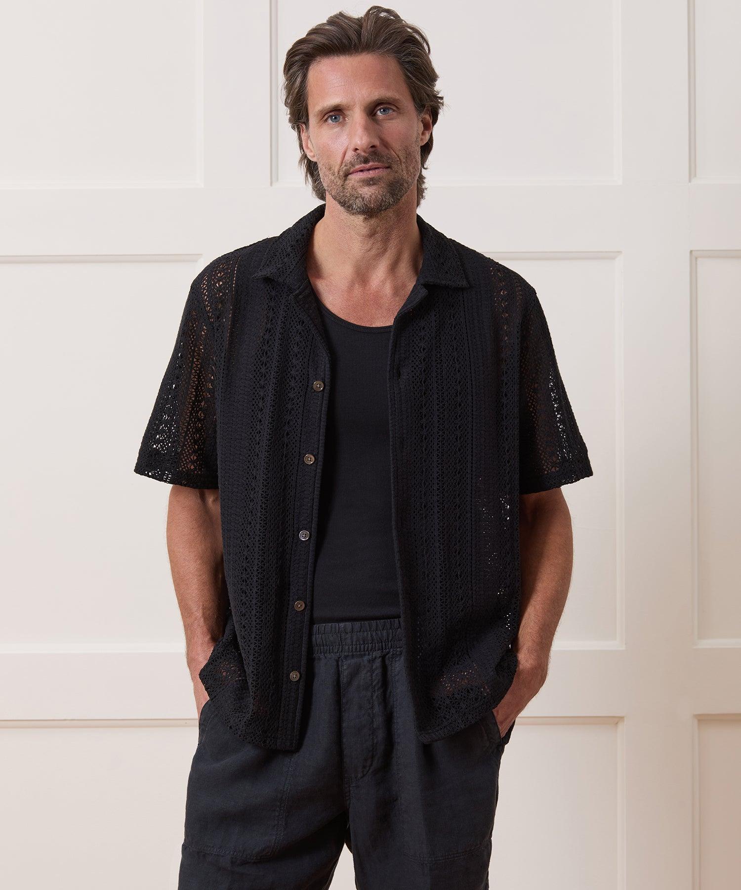 Relaxed Open-Knit Embroidered Cabana Polo Product Image