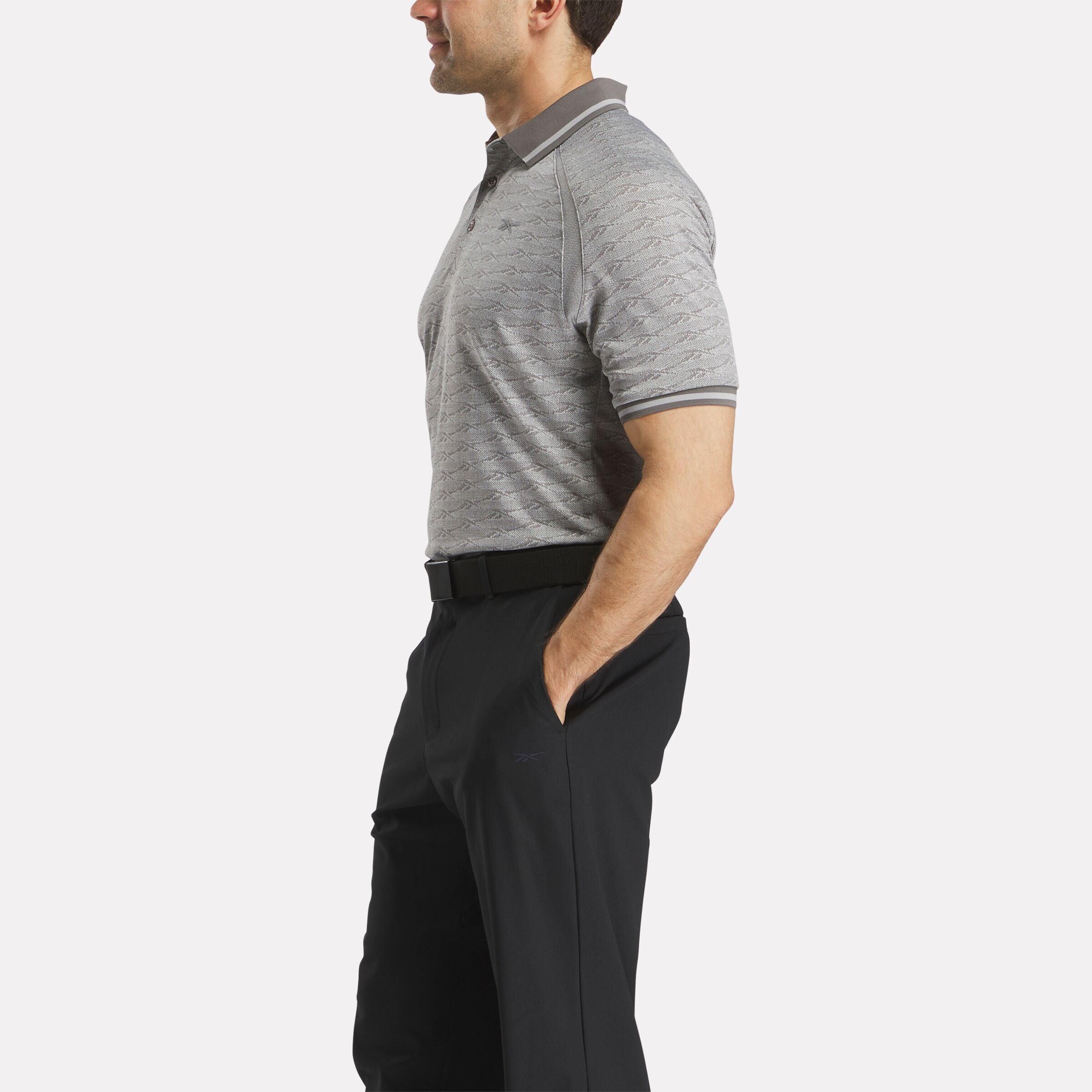 Men's Short Sleeve Tonal Vector Jacquard Polo Shirt with Tipped Rib Trim Male Product Image