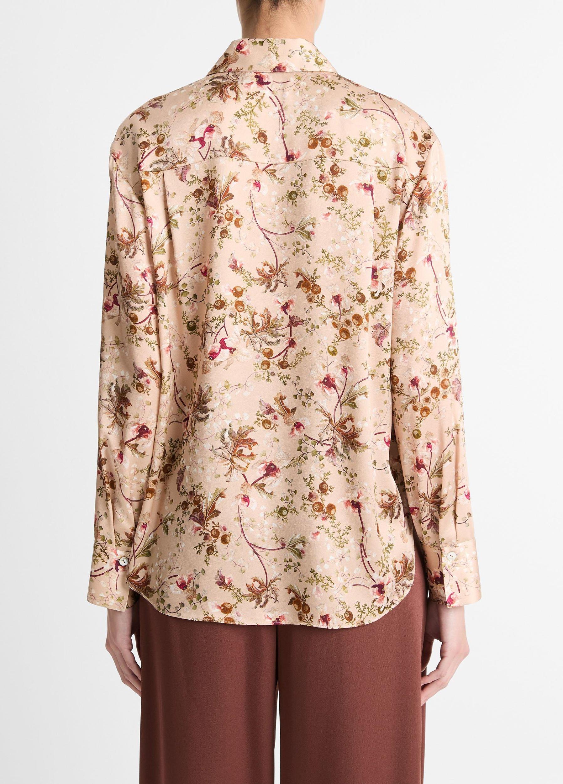 Orchid Vine Silk Bias Long-Sleeve Blouse Product Image