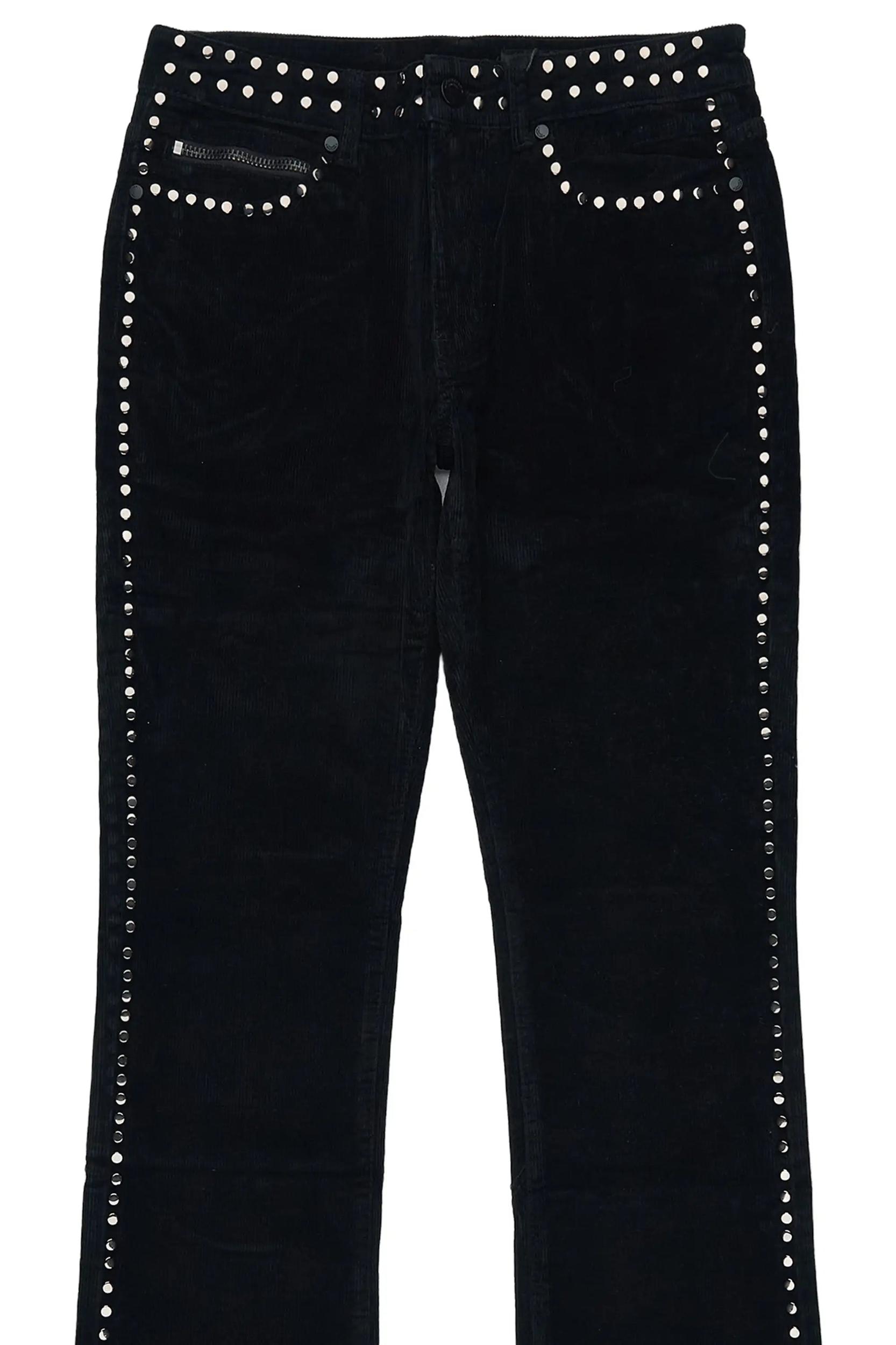 Vaile Jet Black Studded Stacked Flare Jean Male Product Image