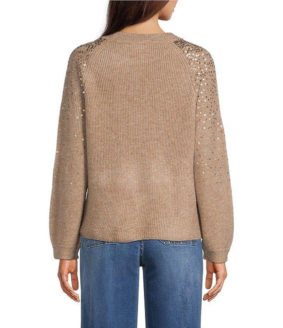 Vince Camuto Sequin Round Neck Long Sleeve Sweater Product Image