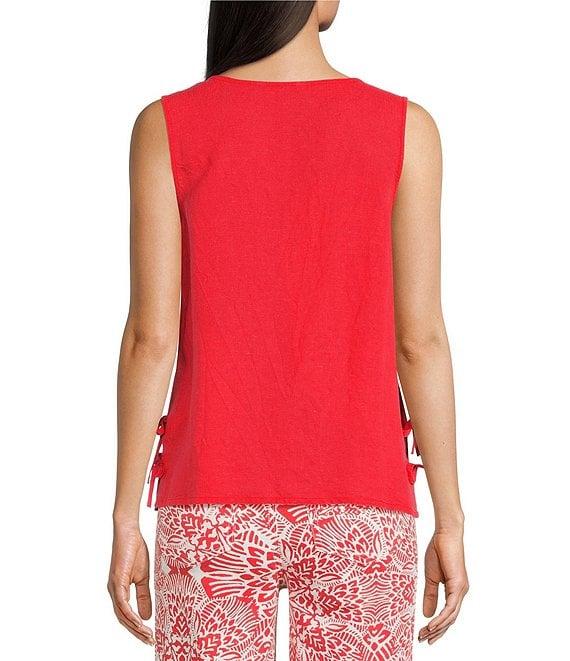 Charlie B. Linen Blend Round Neck Sleeveless Top Product Image