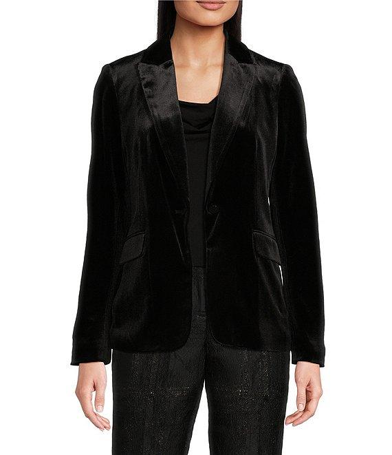 Calvin Klein Velvet 1-Button Peak Lapel Long Sleeve Jacket Product Image