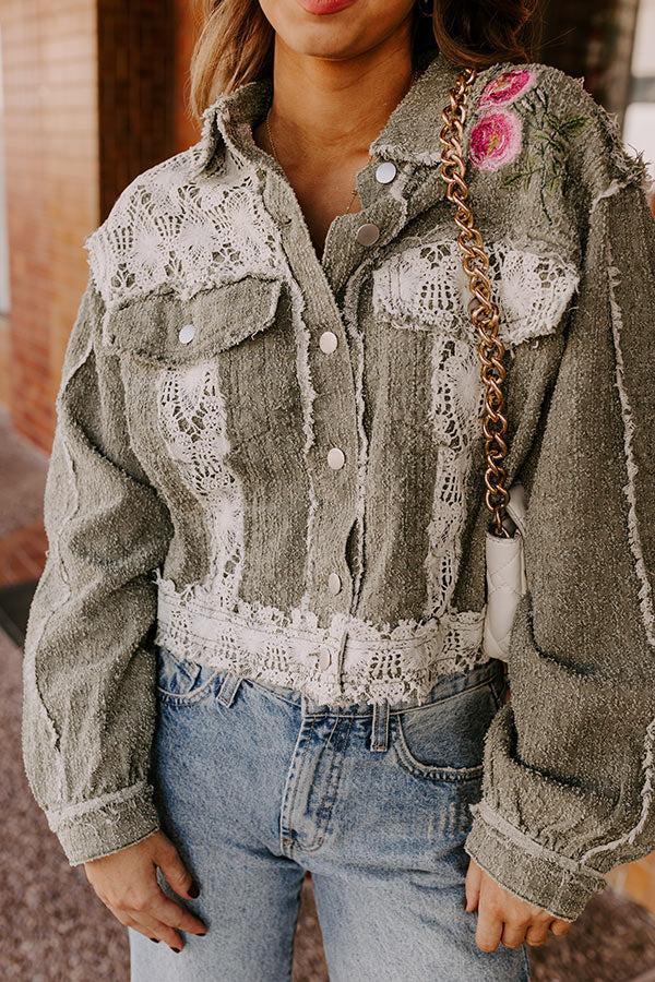 Boho Lifestyle Embroidered Jacket in Sage Product Image