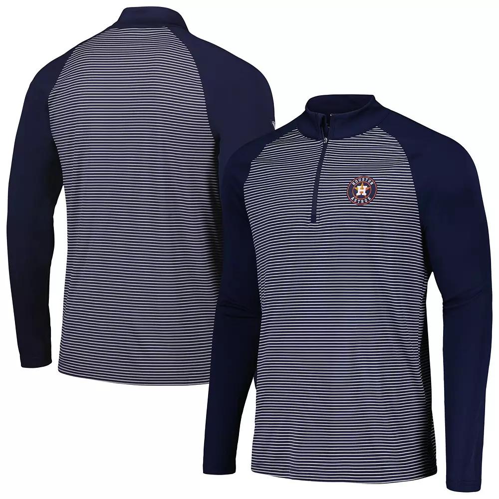 Men's Levelwear Navy Houston Astros Charter Striped Raglan Quarter-Zip Top,  Product Image