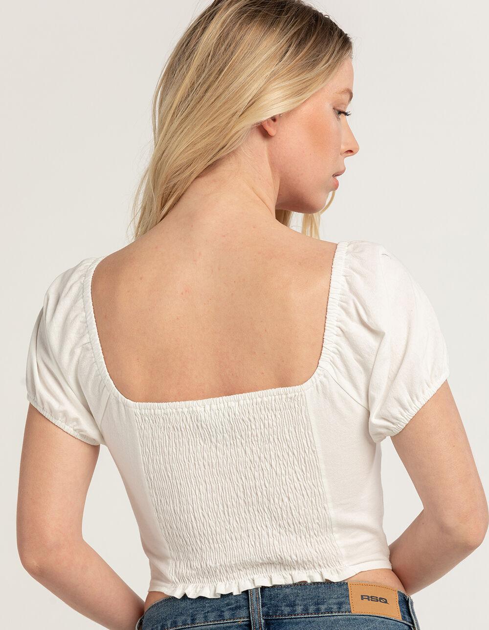 RSQ Womens Linen Corset Top - WHITE Product Image