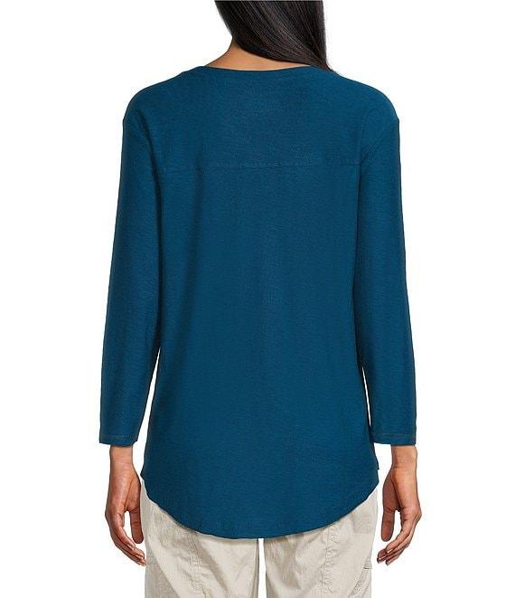 Westbound Petite Size 3/4 Sleeve Knit Crew Neck Top Product Image