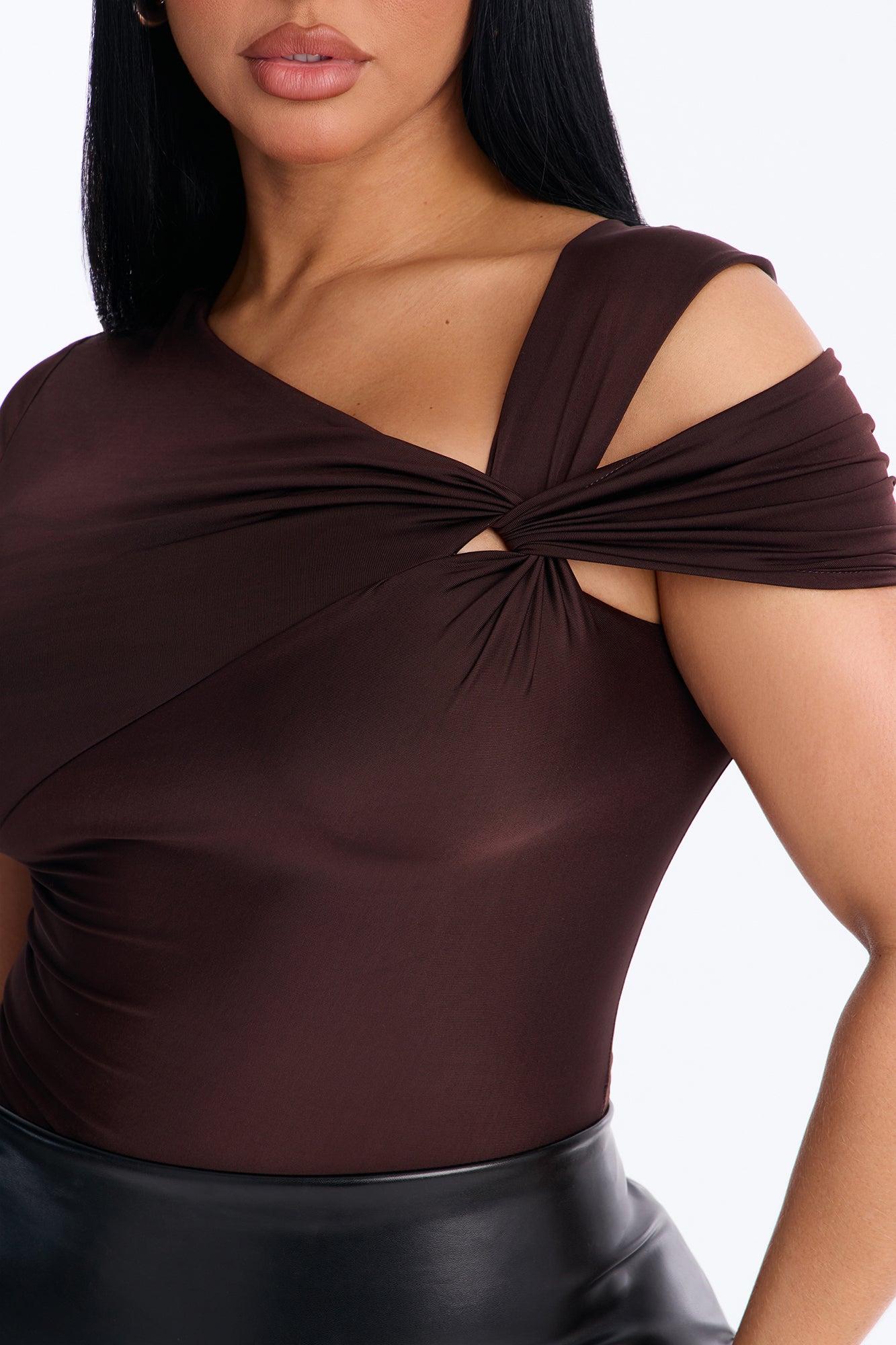 Twist It Up Cut Out Bodysuit - Chocolate Female Product Image
