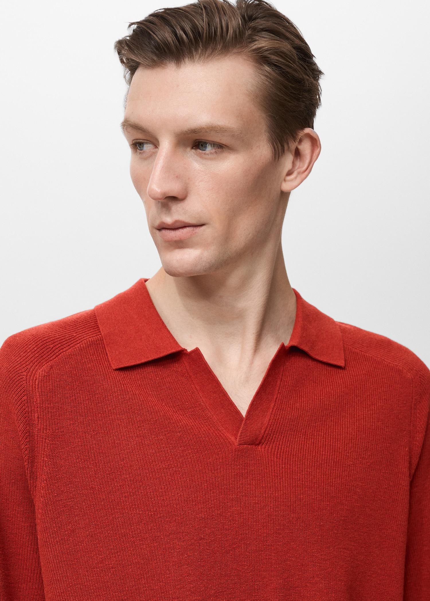 Structured knitted polo shirt - Men | MANGO USA Product Image