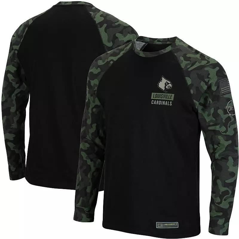 Men's Colosseum Black Iowa Hawkeyes OHT Military Appreciation Camo Raglan Long Sleeve T-Shirt,  Product Image