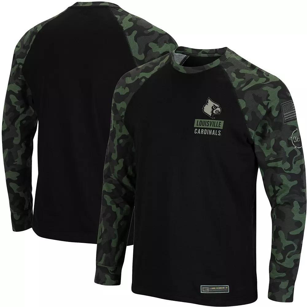 Men's Colosseum Black Iowa Hawkeyes OHT Military Appreciation Camo Raglan Long Sleeve T-Shirt,  Product Image