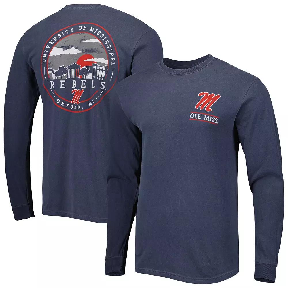 Men's Navy Ole Miss Rebels Circle Campus Scene Long Sleeve T-Shirt,  Product Image