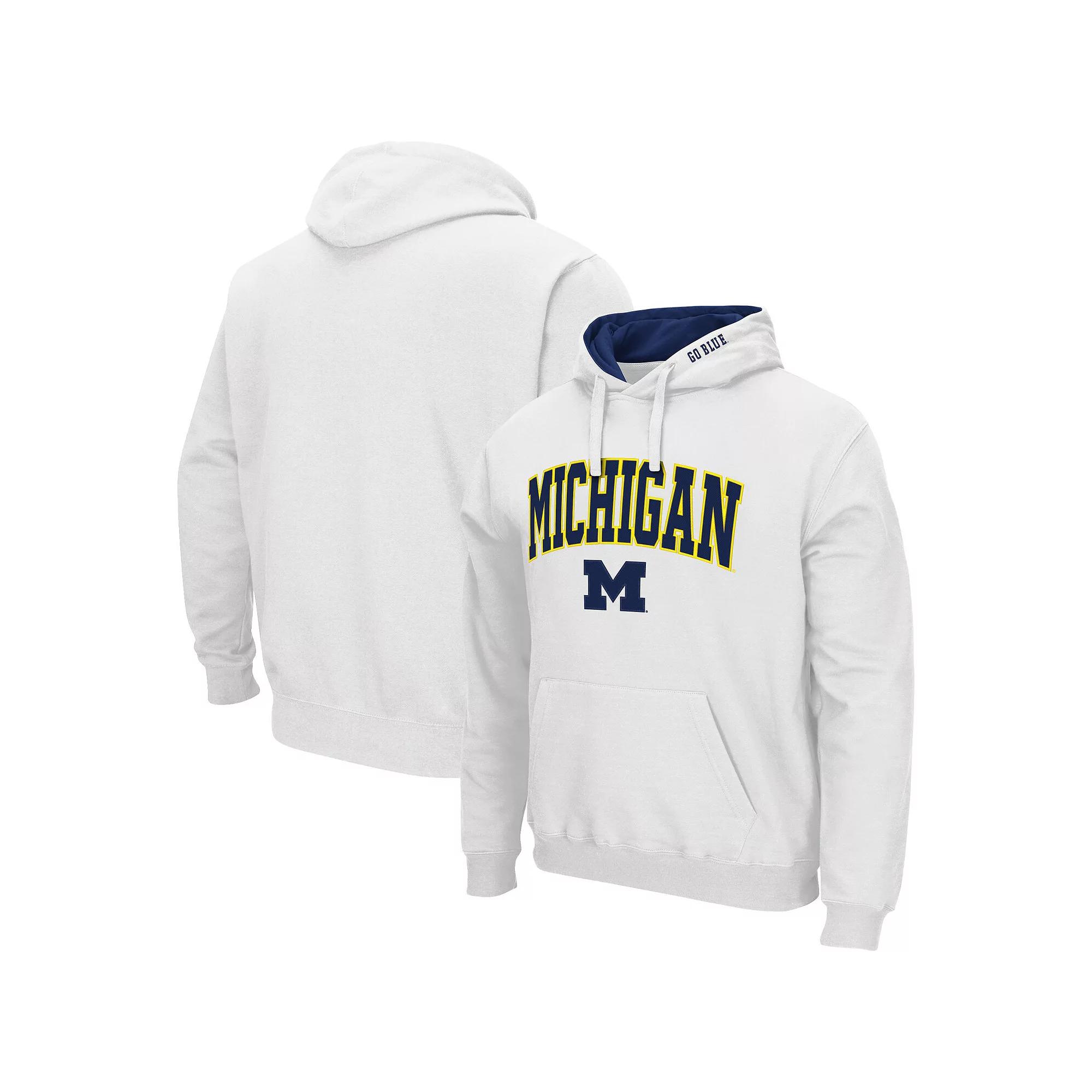 Men's Colosseum White Michigan Wolverines Arch & Logo 3.0 Pullover Hoodie,  Product Image