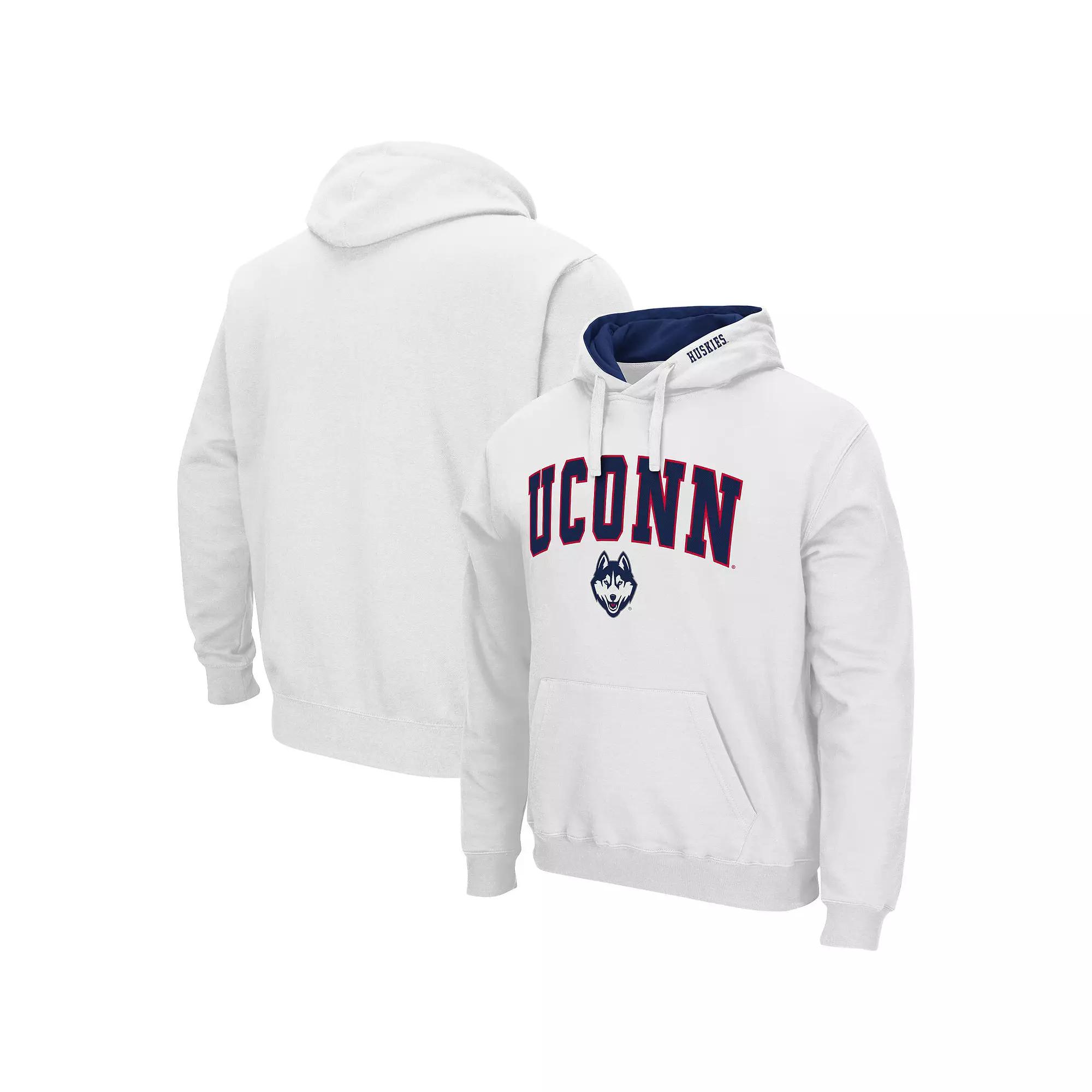 Men's Colosseum White UConn Huskies Arch & Logo 3.0 Pullover Hoodie,  Product Image