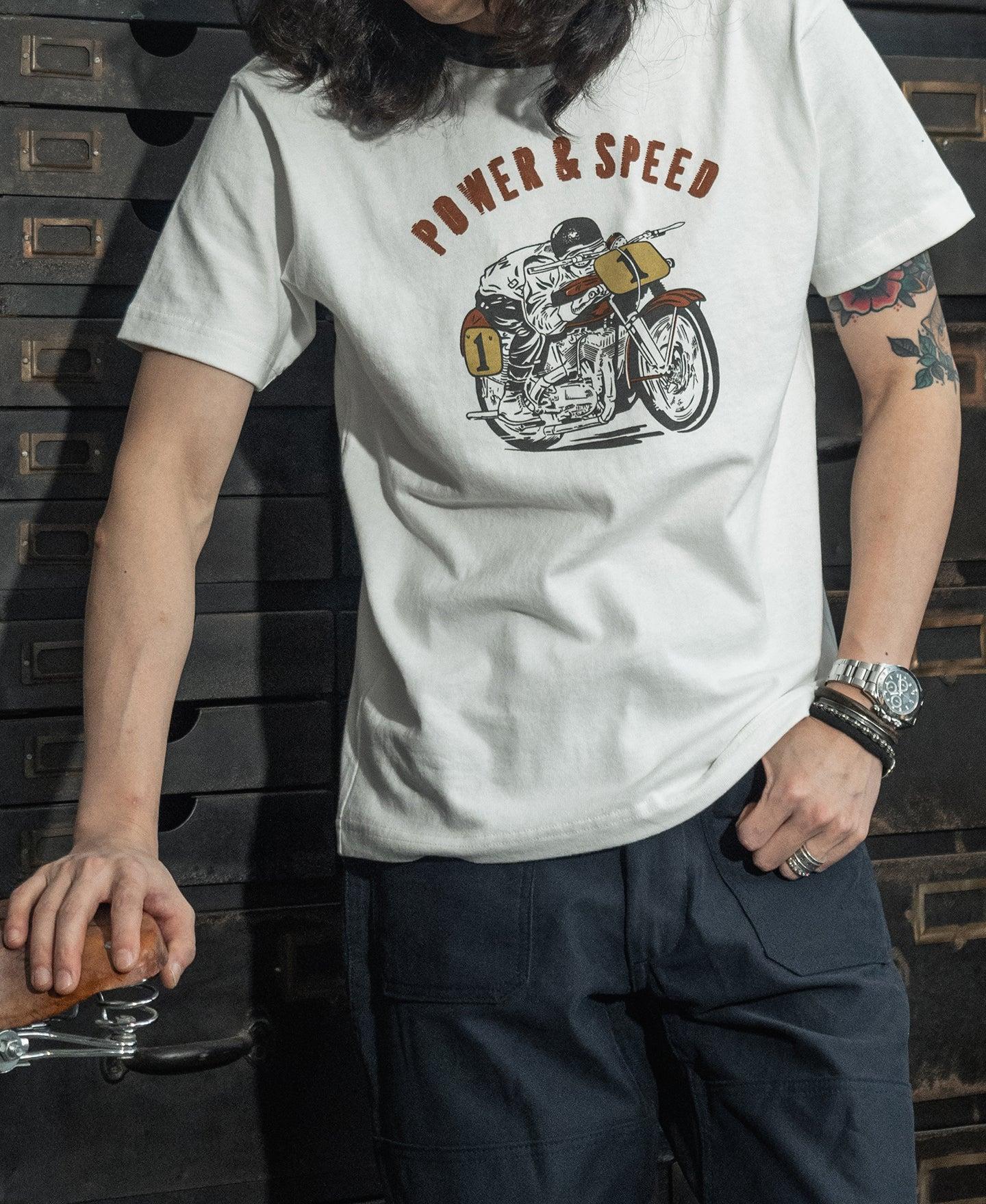 Retro Motorcycle Graphic T-Shirt - White Product Image