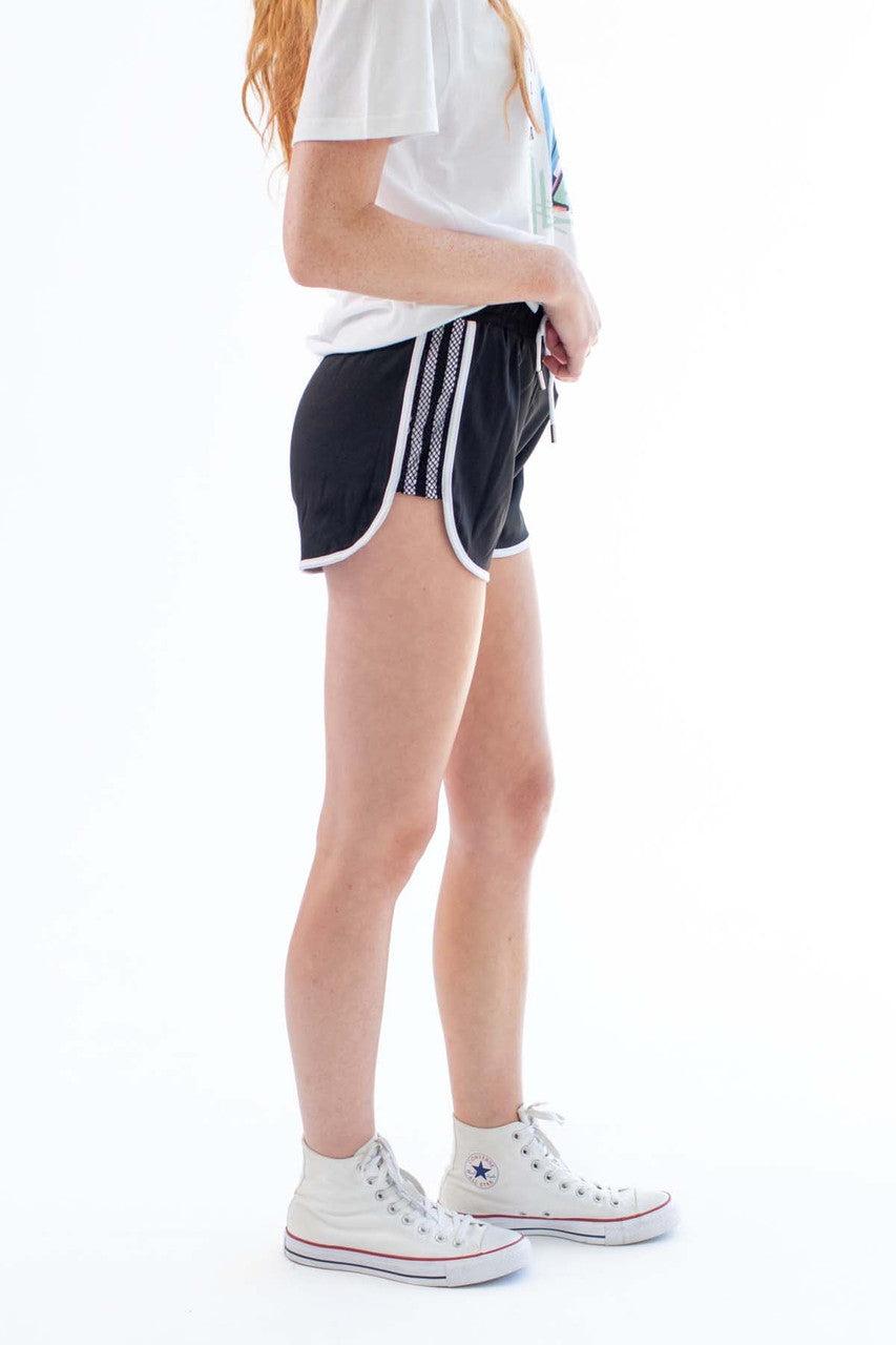 Black Mesh Side Dolphin Shorts Product Image