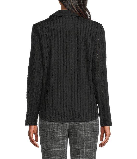 Investments Knit Long Sleeve Y-Neck Button Front Novelty Top Product Image