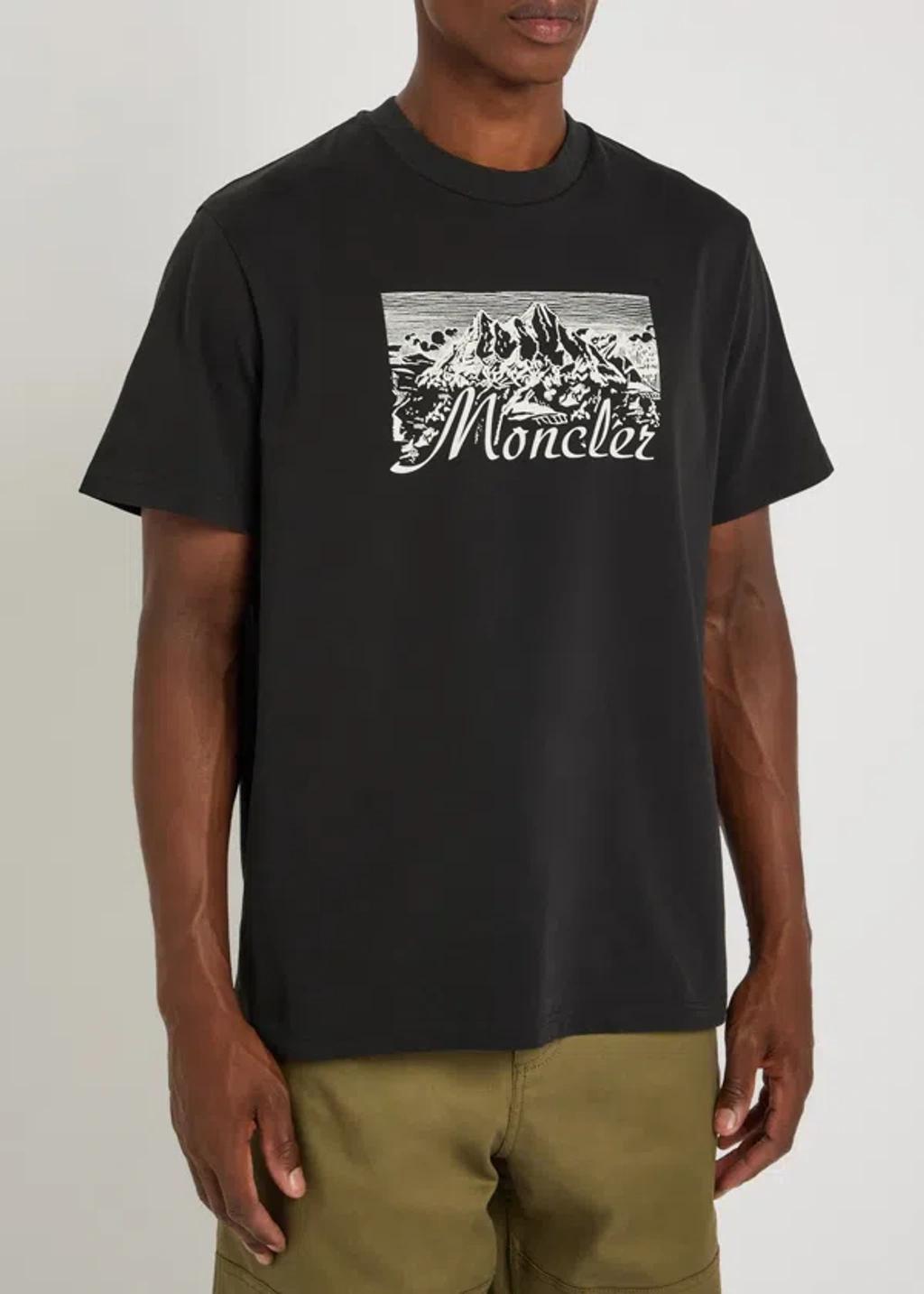 MONCLER Graphic Mountain Print Short Sleeve T-shirt In Black Product Image