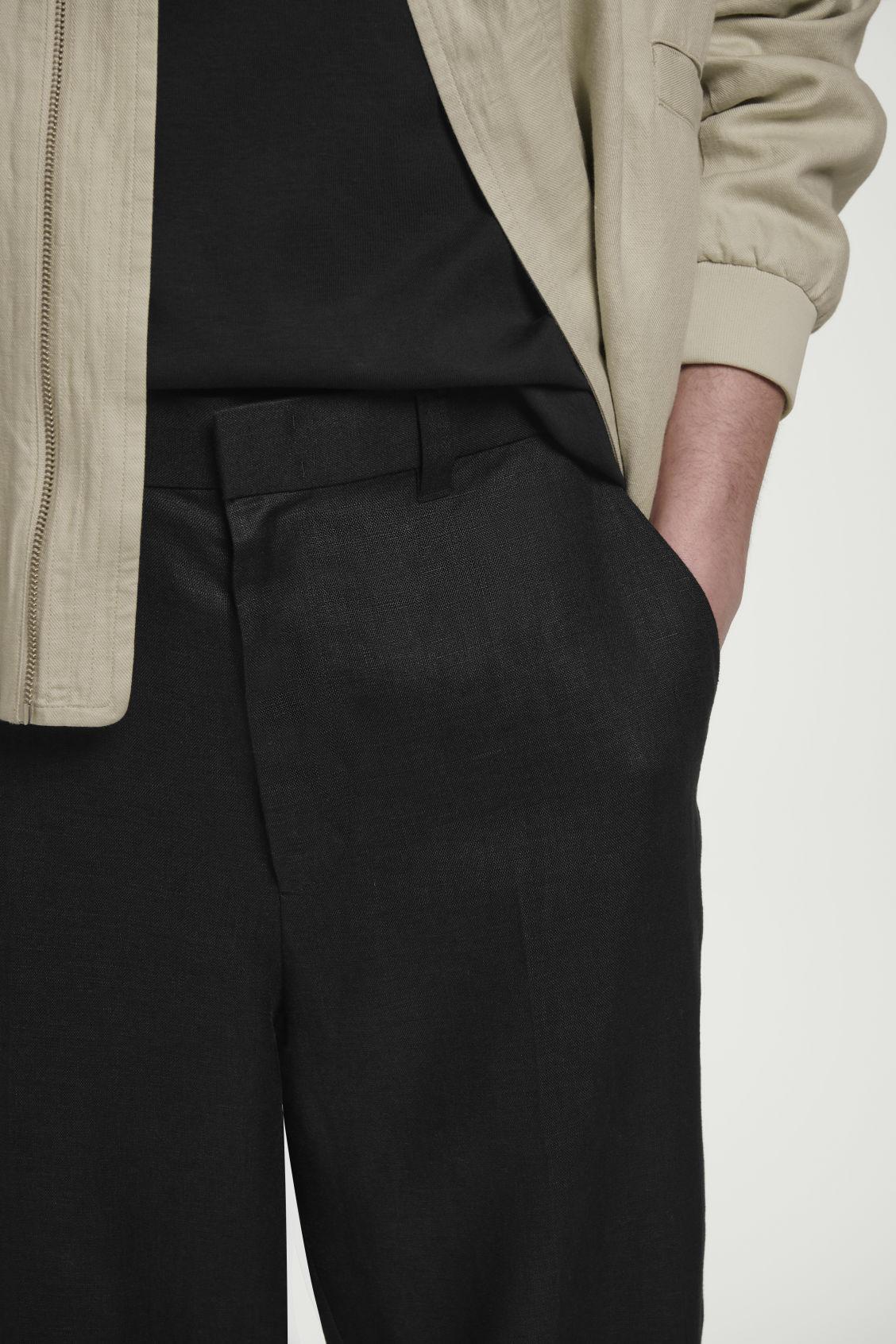 FLUID LINEN WIDE-LEG PANTS Product Image