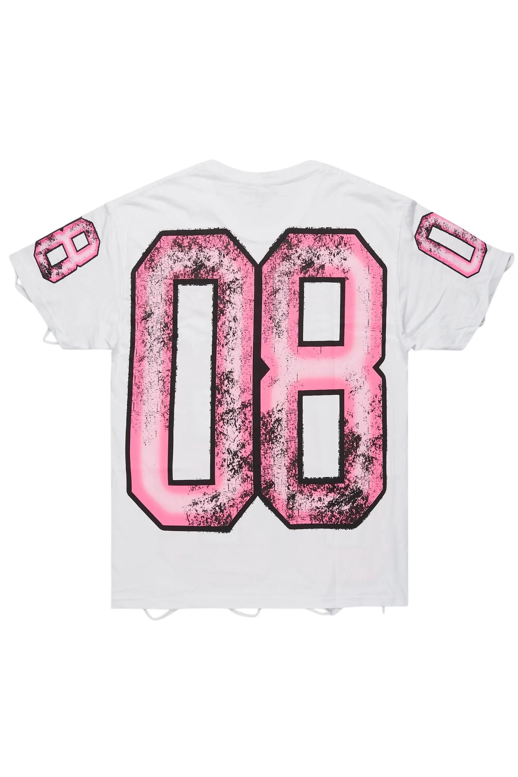 Tariqa White/Pink Oversized T-Shirt Female Product Image
