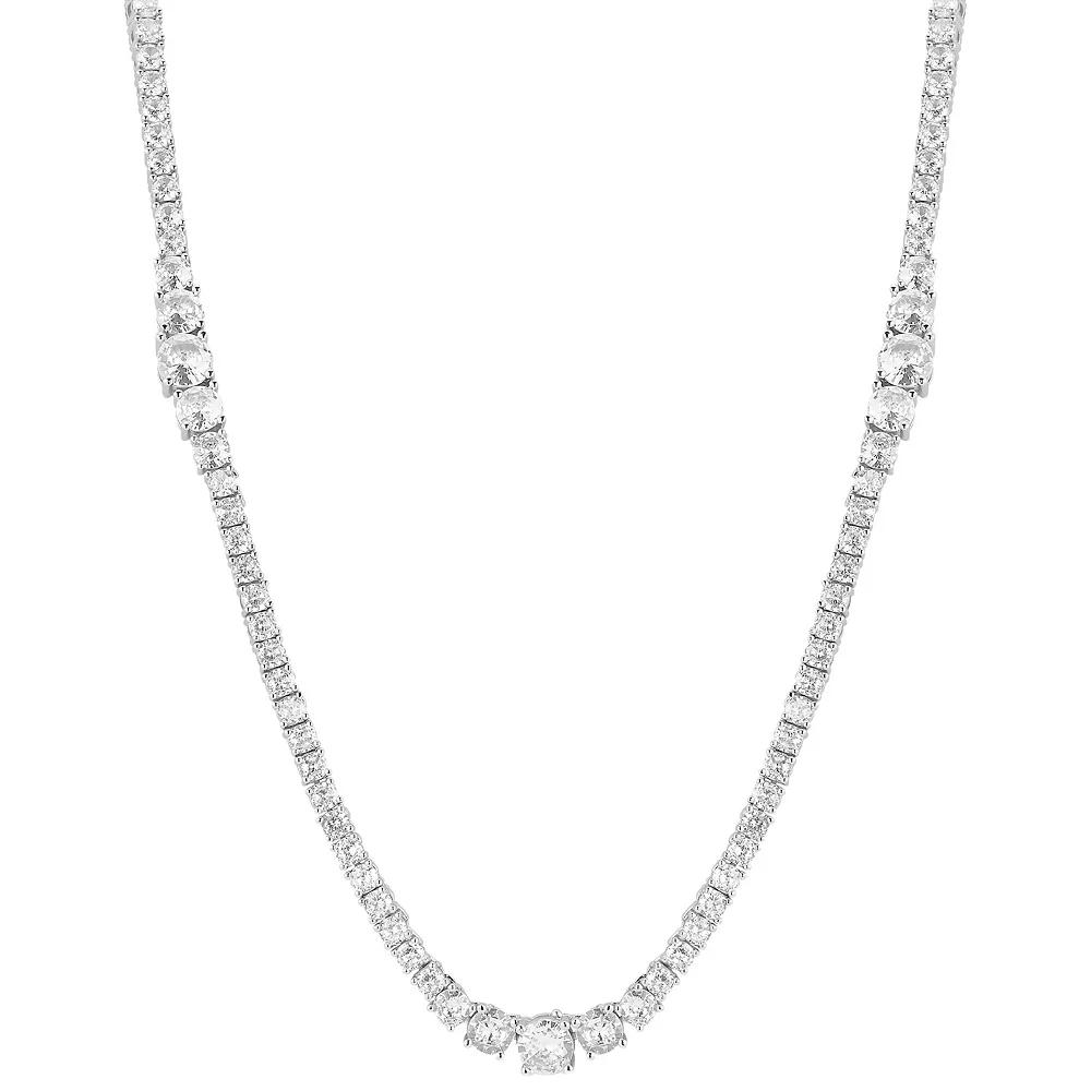 WINX 18k Gold Plated Cubic Zirconia Tri Tennis Necklace, Women's, Size: 18", Silver Tone Product Image