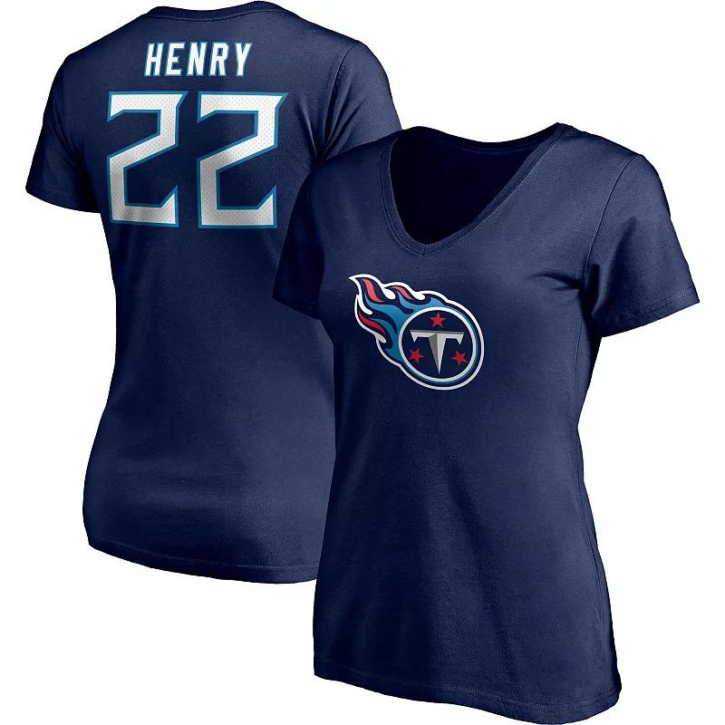 Women's Fanatics Branded Derrick Henry Navy Tennessee Titans Player Icon Name & Number V-Neck T-Shirt, Size: Small, Blue Product Image