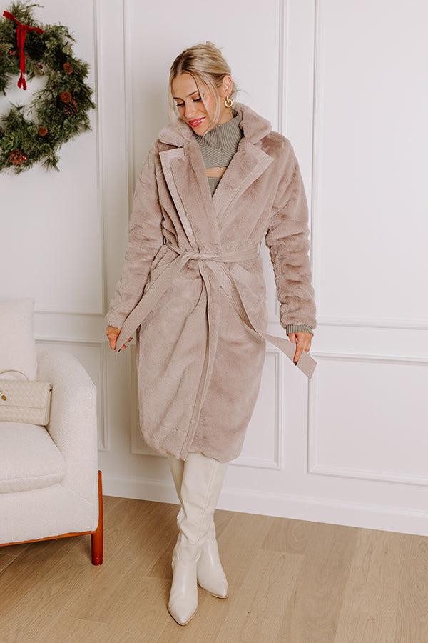 Warm Embrace Plush Coat In Taupe Product Image