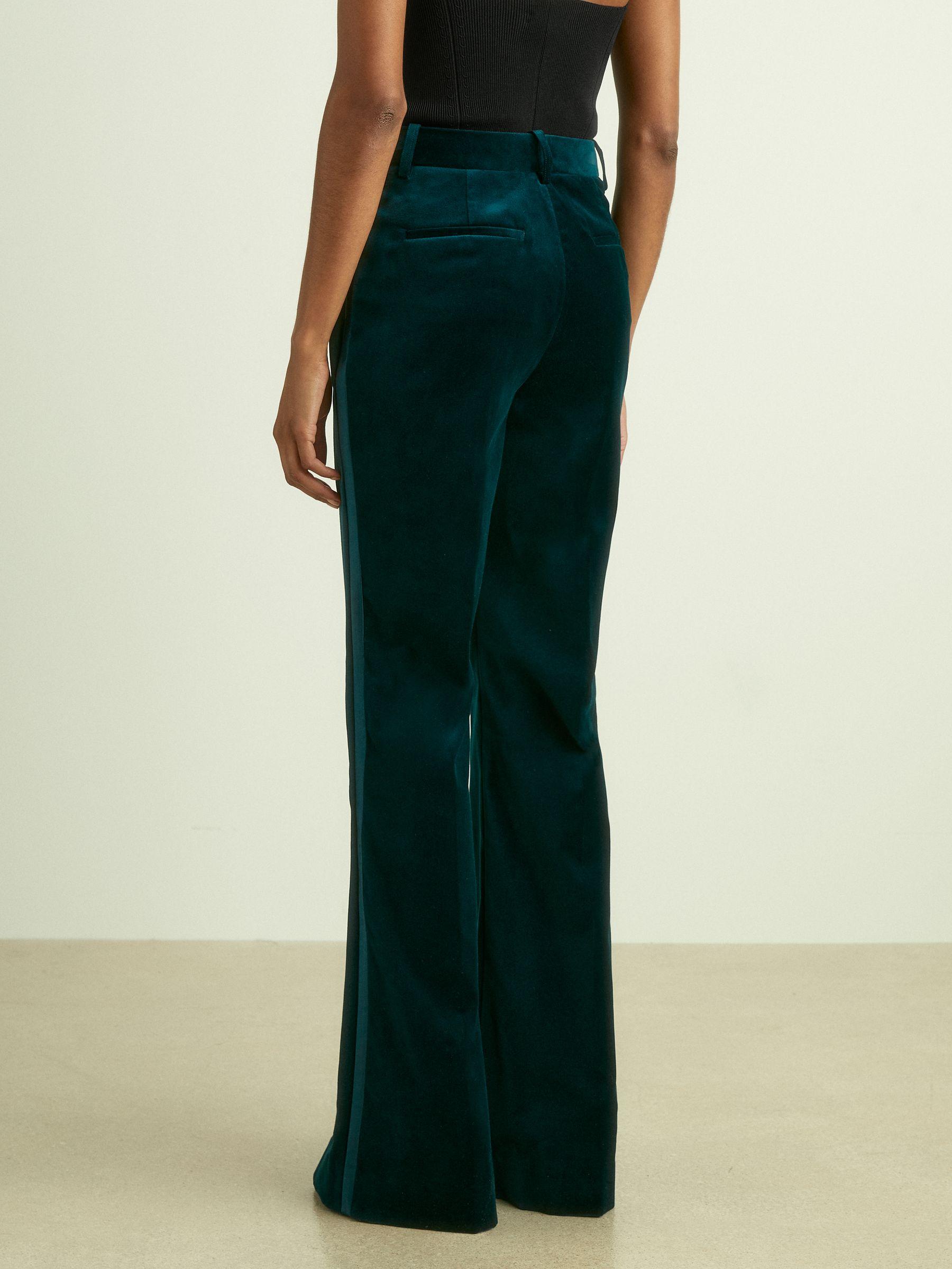 Velvet Flared Suit Trousers in Teal Product Image