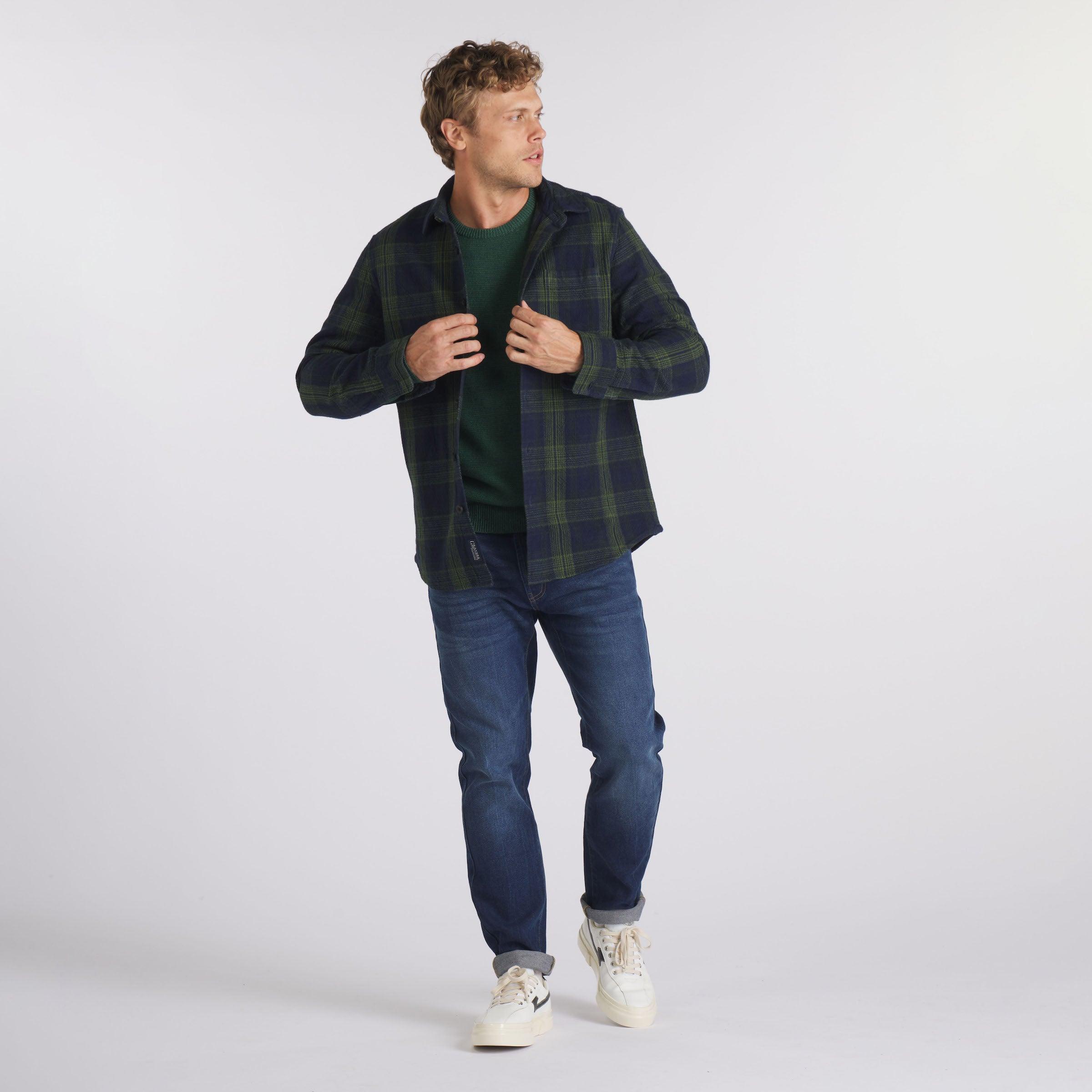 Heavy Casement Flannel Shirt - Navy Green (Final Sale)* Product Image