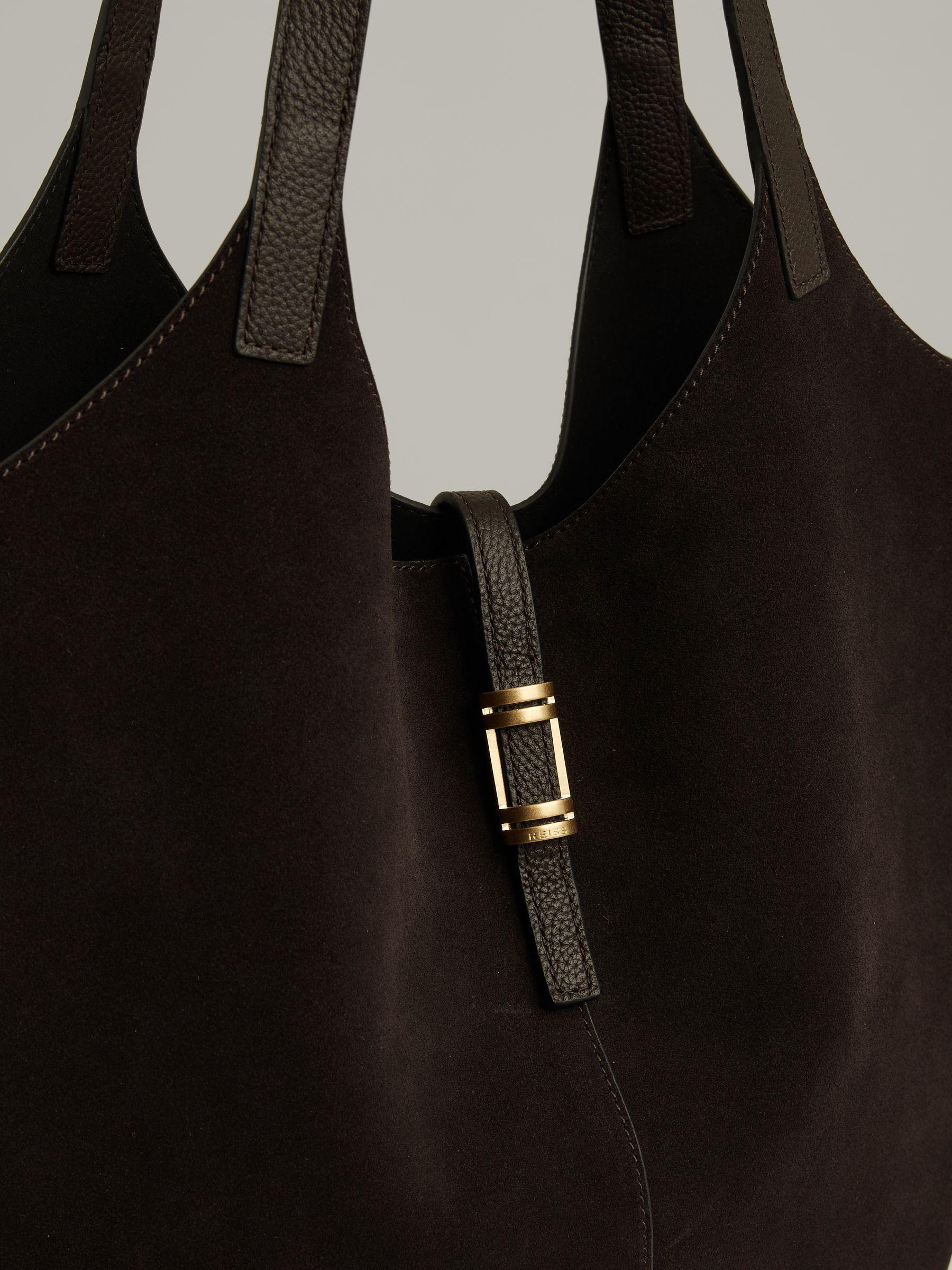 Leather And Suede Tote Bag in Chocolate Product Image